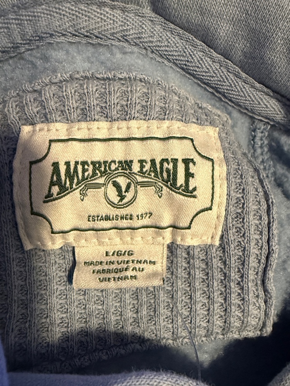American Eagle Light Blue Women’s Oversized Hangout Hoodie Split Sides Size L - Picture 4 of 7